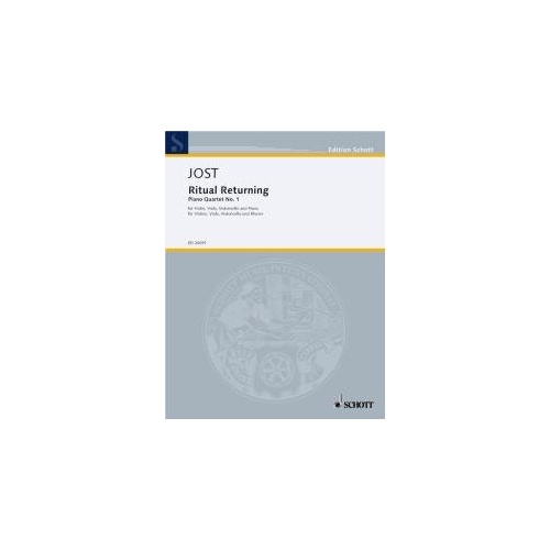 JOST - Ritual Returning Piano Quartet No 1 SC/PTS by Christian Jost, 100 Pages, Schott Music, Instruments: Piano, Cello, Viola, Violin