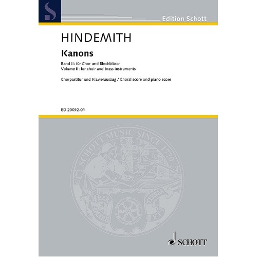 Hindemith - Kanons Vol 2 for Choir and Brass Instruments, Choral Score, 40 Pages, Schott Music