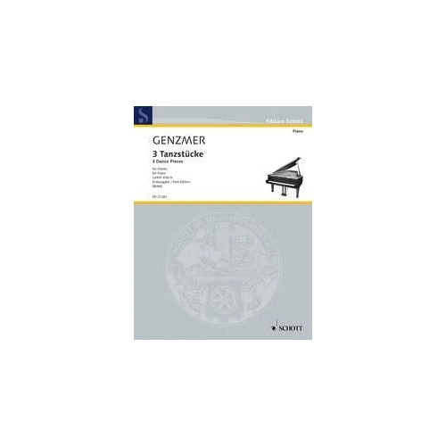 Genzmer - 3 Dance Pieces for Piano, Published by Schott Music, 16 Pages