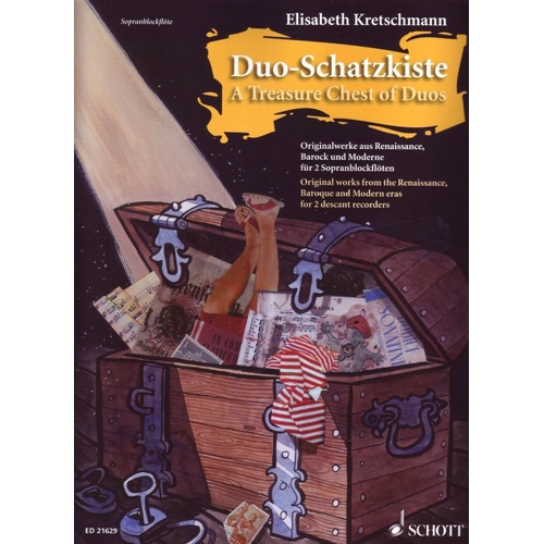 A Treasure Chest of Duos for Descant Recorder Duet by Schott Music, 68 Pages, Woodwind Recorder Literature