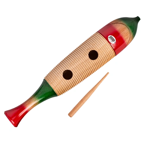 CPK ED220 16 Inch Guiro - Large Fish Shape, 3 Inch Diameter, Wooden with Steel Scraper