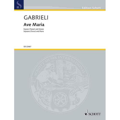Gabrieli - Ave Maria Soprano/Tenor And Piano (Softcover Book)