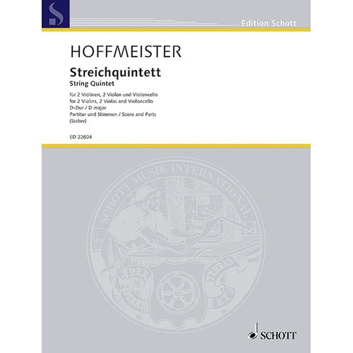 Hoffmeister String Quintet D Major - Schott Music - 92 Pages