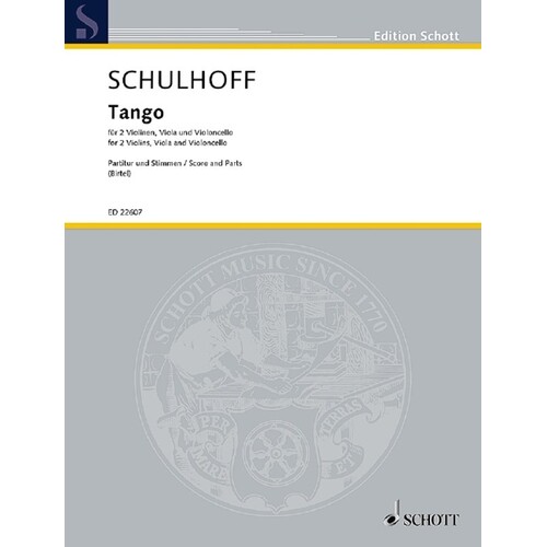 Schulhoff - Tango For String Quartet Score/Parts Book