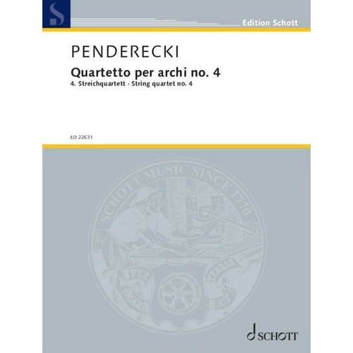 Penderecki - String Quartet No 4 for Cello and Viola, Published by Schott Music, 56 Pages