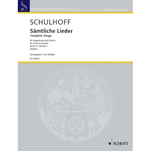Schulhoff - Complete Songs Vol 1 (Softcover Book)