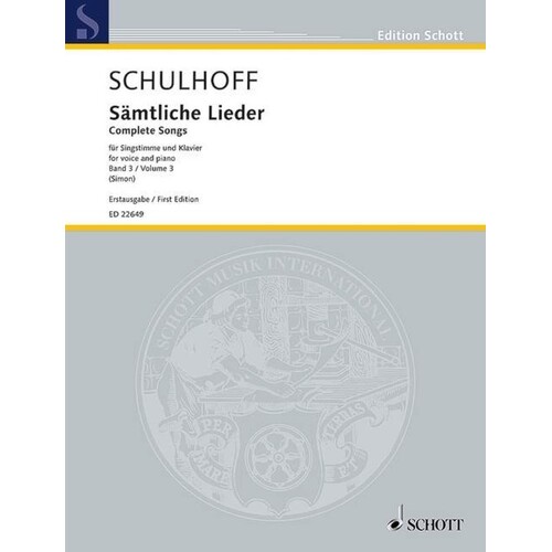 Schulhoff - Complete Songs Vol 3 (Softcover Book)