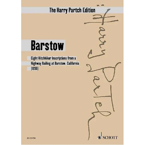 Partch Barstow Study Score for Rhythmic Speaking Voice, Singing Voice, Chorus, Surrogate Kithara, Chromelodeon I, Diamond Marimba, Boo