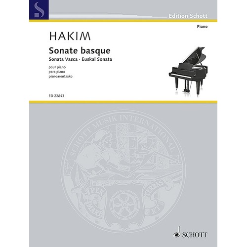 Hakim - Sonate Basque for Piano Solo, 28 Pages, Schott Music