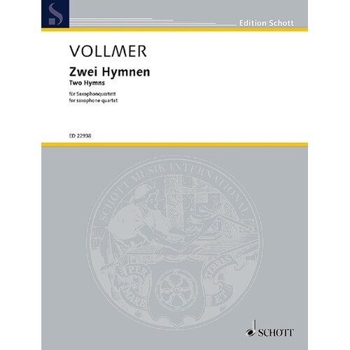 Vollmer - Two Hymns For Sax Quartet SATB Score/Parts Book