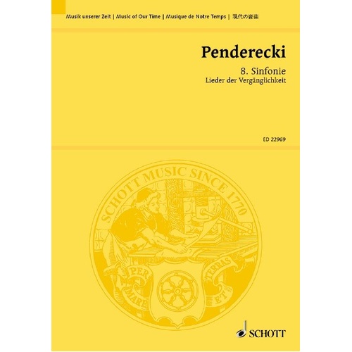 Penderecki - 8th Symphony Study Score for Choral and Orchestra, 156 Pages, Publisher: Schott Music
