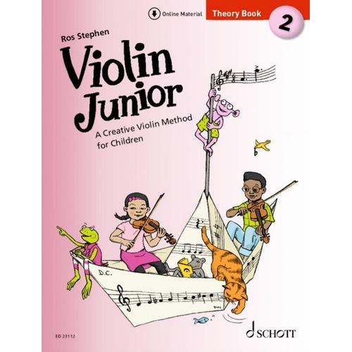 Violin Junior Theory Book 2 by Schott Music, 64 pages, for children 5+, includes fun games and creative exercises on music theory and aural training.