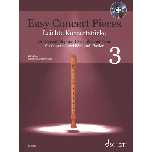 Easy Concert Pieces Book 3 for Descant Recorder BK/CD