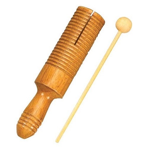 Guiro Tone Block Wood Natural Finish Kids Percussion with wooden Beater