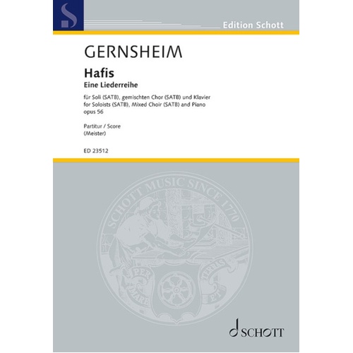 Gernsheim - Hafis Op 56 Satb/Piano Softcover Book