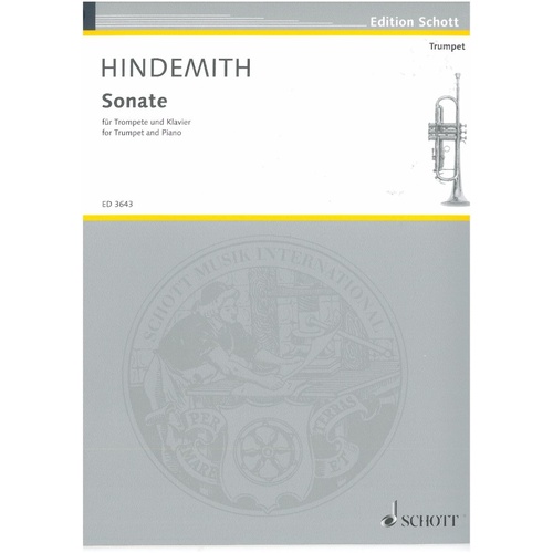 Hindemith Sonata for Trumpet and Piano - Schott Music Edition, 36 Pages, ABRSM & Trinity Syllabus Grade 8