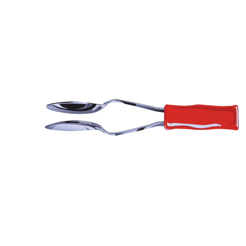 TROPHY - Chrome Plated Tempered Steel Musical Spoons Red plastic handle