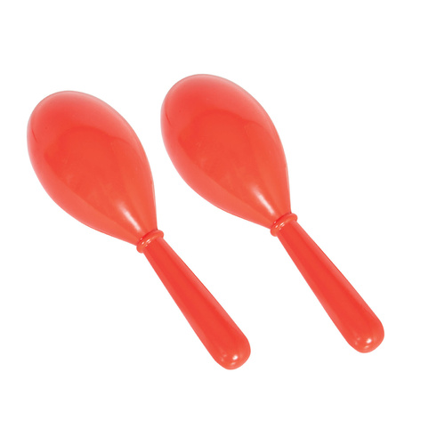 MARACAS - CPK Small Plastic Oval Shape, Red, Pair 8" long, Educational