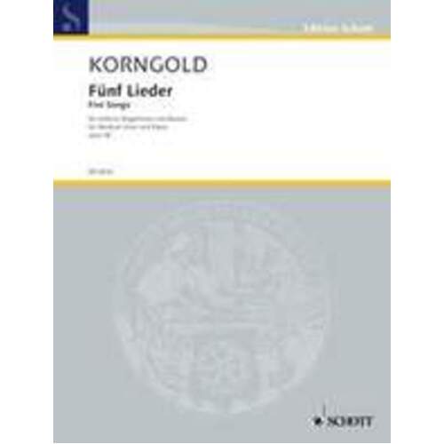 Korngold - Five Songs Op 38 Medium Voice/Piano (Softcover Book)