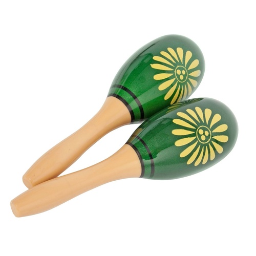 MARACAS - CPK Plastic Oval Shape, Green, Pair 9" long