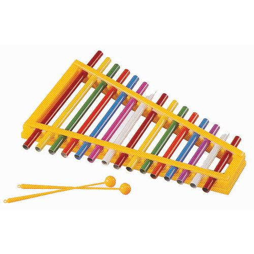 MITELLO PERCUSSION - 15 Note Pipe Xylophone  Coloured Pipes, With Mallets