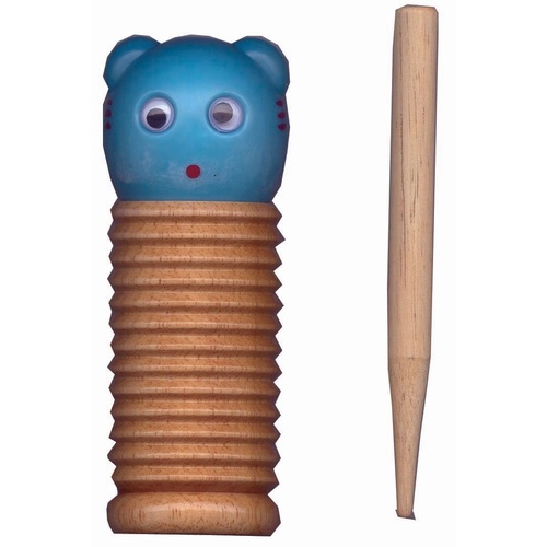 CPK - Kids Wooden Guiro / Shaker With Bears Head Percussion, 5" Long