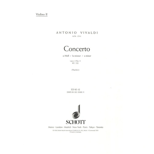 Vivaldi - Concerto in A Minor Op. 3/8 RV 522 for Violin 2 Part