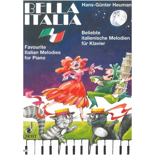 Heumann - Bella Italia Favourite Italian Melodies for Piano, Easy to Play, Large Notes, 24 Pages, Illustrations, Schott Music