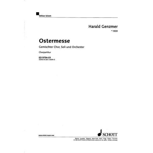Genzmer - Ostermesse GeWV 3 (Easter Mass) Choral Score, 84 Pages, Publisher: Schott Music