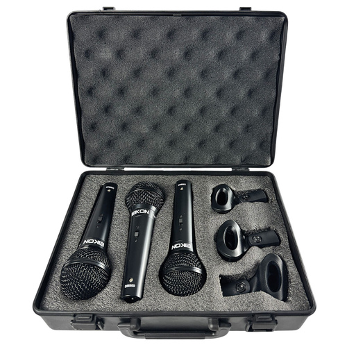 Eikon DM800 Vocal Microphone Kit - 3 Dynamic Mics with Clips & ABS Case [EDM800KIT]