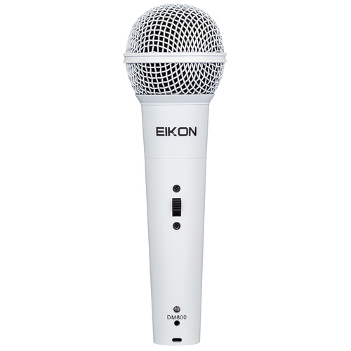 Eikon DM800 Vocal Dynamic White Microphone with 4.5m Cable, Cardioid Polar Pattern, Flat Frequency Response