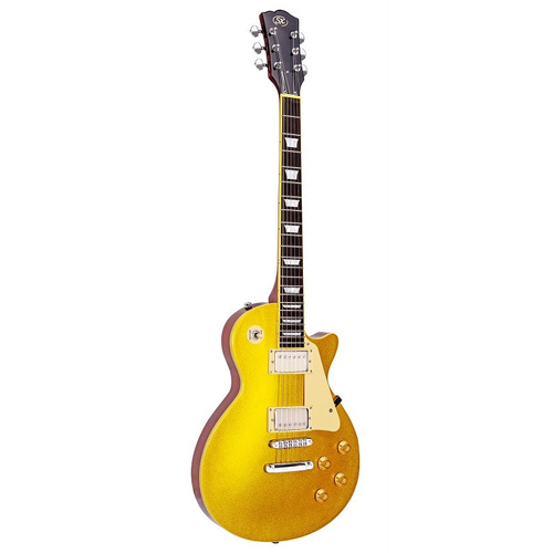 SX Deluxe LP Style Electric Guitar - Gold Top, Mahogany Body, Set Neck, 2 Humbuckers, Rosewood Fingerboard, Includes UPlay Guitar Guide