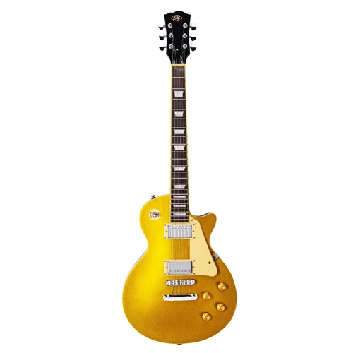 SX LP SET NECK Electric Guitar - Gold Top, Solid Mahogany Body, Arched Maple Top