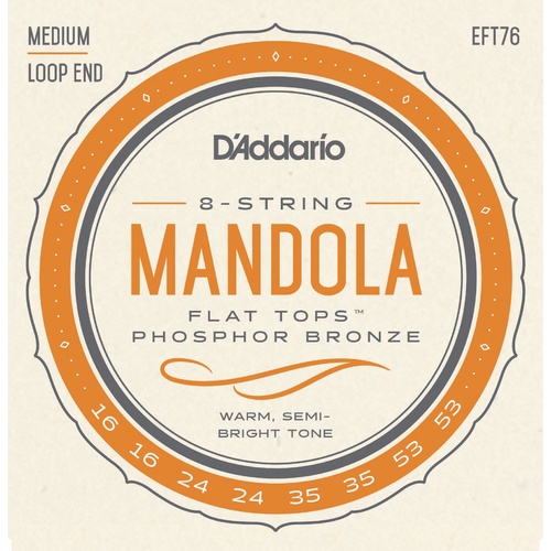 D'Addario EFT76 Flat Tops Mandola Strings, Medium, 16-53