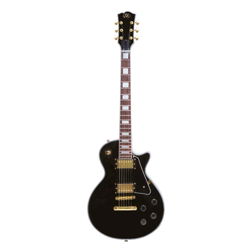 SX LP SET NECK Electric Guitar in Black with Solid Mahogany Body and Arched Maple Top