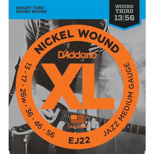 D'Addario EJ22 Nickel Wound Electric Guitar Strings, Jazz Medium, 13-56