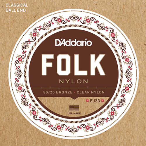 D'Addario EJ33 Normal Tension Ball End Classical Guitar Strings 80/20 Bronze Nylon 6-String Set