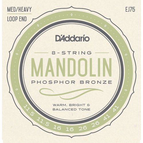 Medium 11-40 DAddario EXP77 Coated 80/20 Bronze Mandolin Strings 