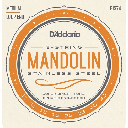D'Addario EJS74 Mandolin Strings, Phosphor Bronze, Stainless Steel, 11-40