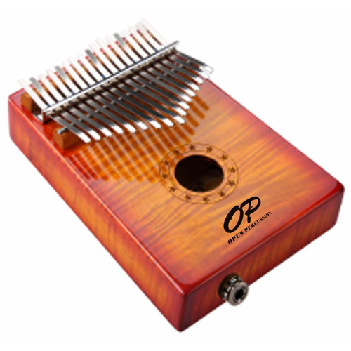 Opus Percussion 17-Key Curly Maple Kalimba with Pickup - Sunburst Gloss Finish