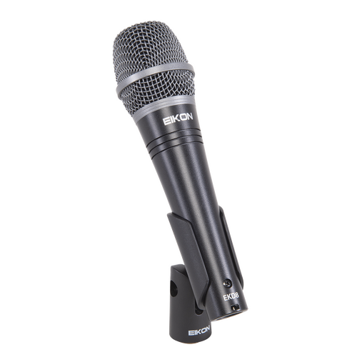 Eikon EKD8 Handheld Vocal Microphone with Bag & Clip, Super-Cardioid, Dynamic, 50-18,000 Hz Frequency Response, 3 Pin XLR Male Connector