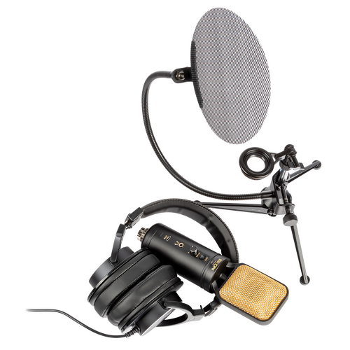 Eikon EKSBTWO Advanced Home Recording Bundle with ECM14USB Microphone, EH800 Headphones, DST60TL Stand, APOP40 Pop Filter