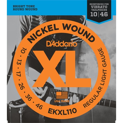 D'Addario EKXL110 Nickel Wound Electric Guitar Strings, Regular Light, Reinforced, 10-46