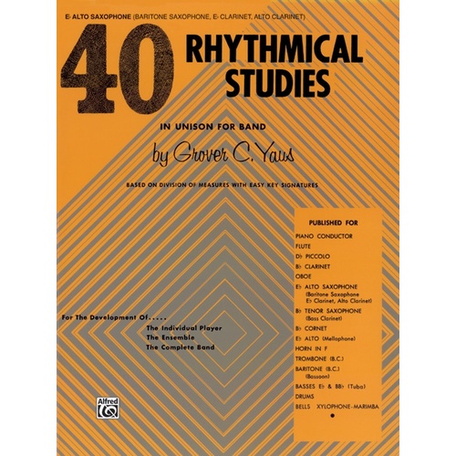 40 Rhythmical Studies for E Flat Alto Saxophone