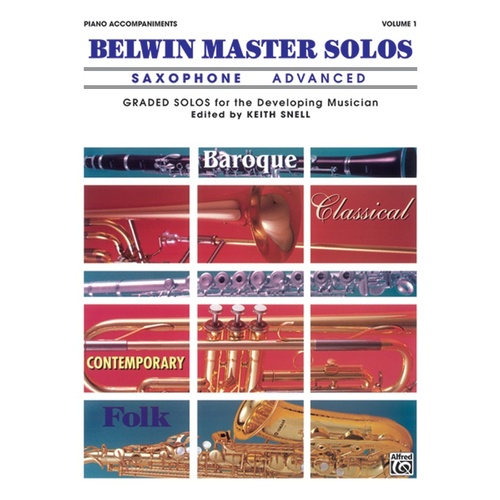Belwin Master Solos Advanced Book 1 Saxophone Piano Accompaniment