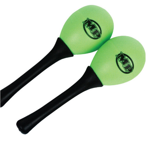 MANO PERCUSSION Maracas Egg Shaped w/ Black Plastic Handle, Green & 35g, Pair