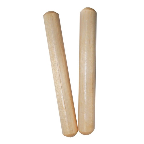 MANO PERCUSSION - Wooden Round 6" Claves  Educational, Pair, Natural Finish