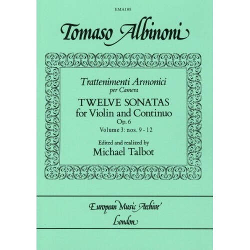 Trattenimenti Armonici 12 Sonatas Vol 3 Violin (Softcover Book)