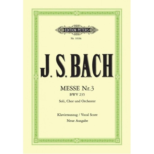 Bach - Mass No 3 G Minor Bwv 235 Vocal Score (Softcover Book)