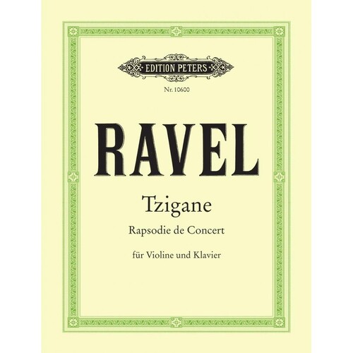 Ravel - Tzigane Rhapsody De Concert Violin/Piano (Softcover Book)